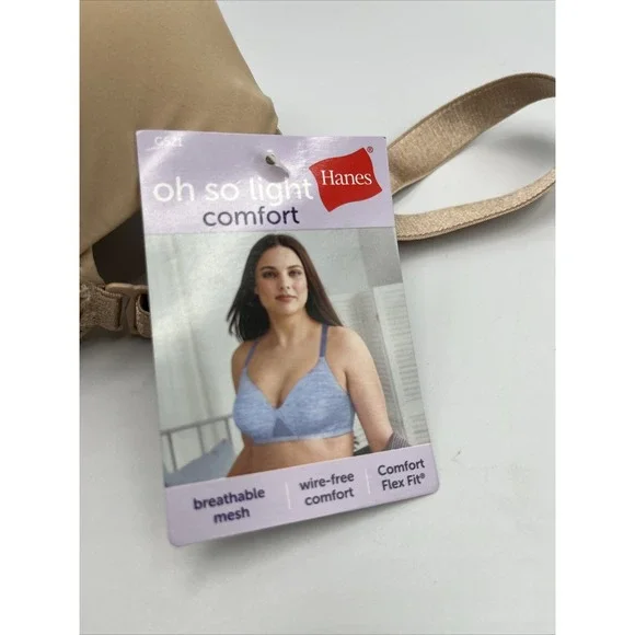 Hanes Wirefree Bra/G521/ ComfortFlex Fit Oh So Light ComfortBand/Large/Beige - Picture 4 of 9
